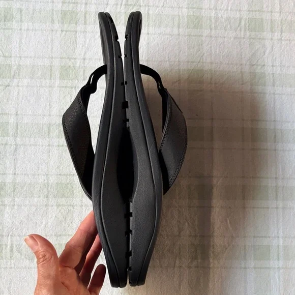 OluKai Ohana Black and Dark Brown Sandals - Picture 4 of 6